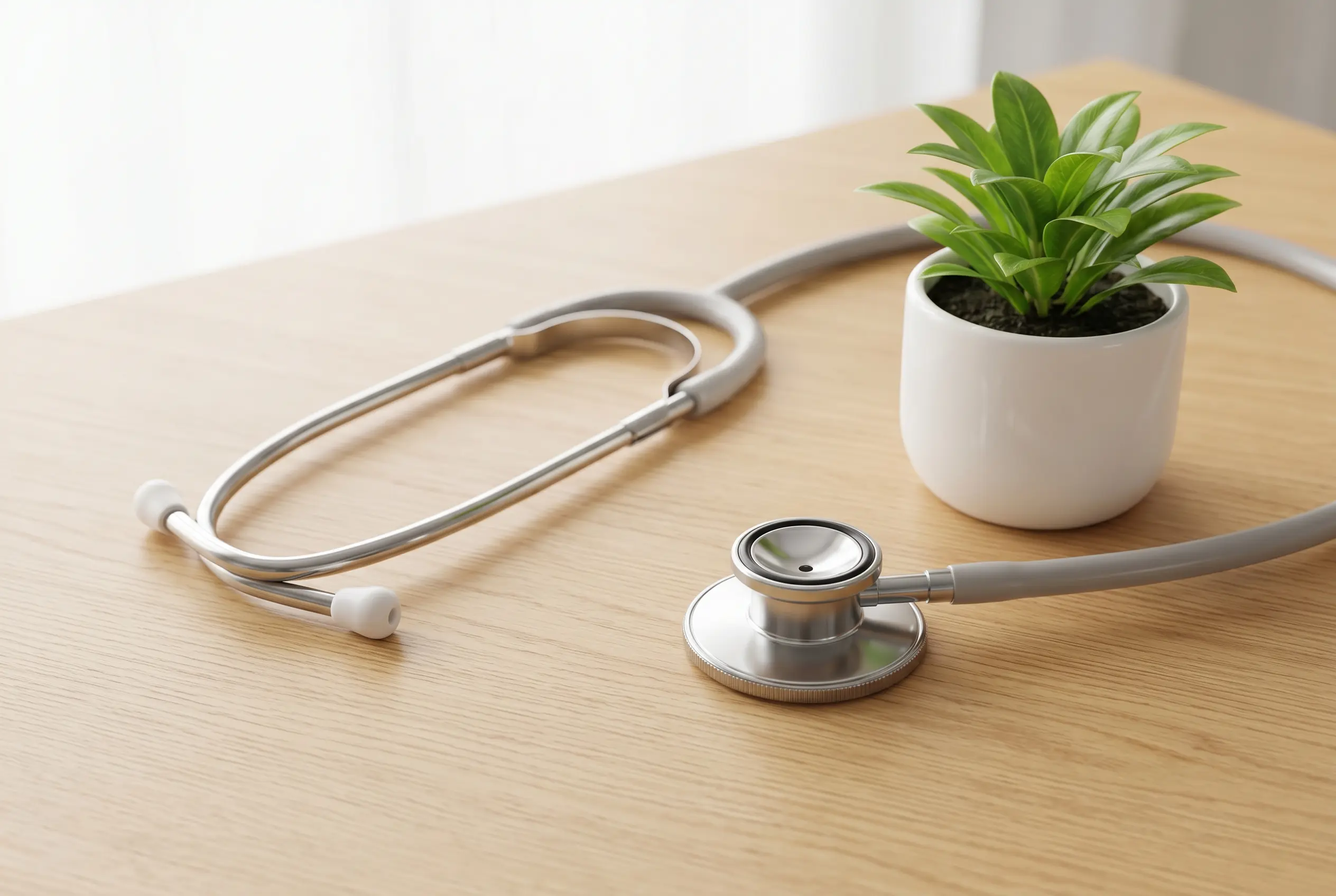 Estetoscopio sobre una mesa médica